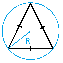 equilateral triangle area via circumscribed radius