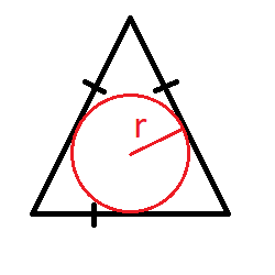 equilateral triangle area via inscribed radius